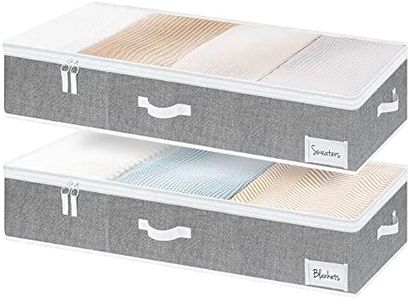 StorageWorks Underbed Storage Bins, Under Bed Storage Containers with Zippers, Closet Organizer for Clothes, Blankets, Gray, Jumbo, 2 Pack