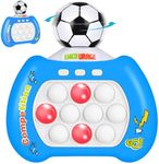 RONSTONE 2024 New Pop Toy Fast Push Game-Electronic Fidget Light Up Sensory Toys Birthday Gifts for Age 5-18 Years Old Kids Adults Quick Fast Push Game with 360° Rotate Soccer Ball (Blue)