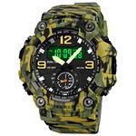 Forrader Men's Digital Sports Watch, Waterproof Military Watches LED Back Light Large Face Stopwatch Alarm Wristwatch (1965Army Green Camouflage)