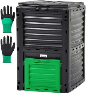 YITAHOME Large Outdoor Compost Bin, 80 Gallon (300L) Composter Box with Snap-on Top Lid and Aeration System, Lightweight Garden Compost Barrel Tumbler, Easy Assembly, BPA Free, Green
