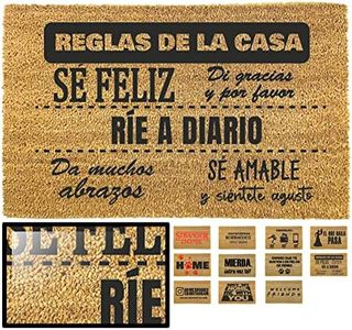 LucaHome - Felpudo Entrada casa Original y Divertido de Coco Natural - Felpudo Reglas casa 40x70 - Ideal para Puertas de Exteriores Cubiertas, pasillos y entradas de hogares