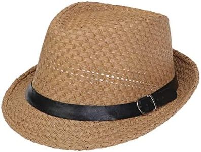 Xiang Ru Trendy Panama Fedora Hats for Men Women, Unisex Manhattan Braid Straw Short Brim Jazz Cap Trilby Beach Sun Hat, D:Khaki, One size