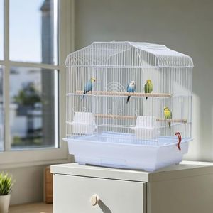 Travel Bird Cage 20.5×18.1×14.2in Portable Birdcage with Handle and Perches for Small Parrots Canaries Cockatiels Lovebirds Finches Budgies Conures