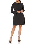 Lark & Ro Stretch Twill Gathered Sleeve Dress Black, 6