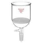 StonyLab Borosilicate Glass Buchner Filtering Funnel with Coarse Frit(G1), 113mm Inner-Diameter, 110mm Depth, with 24/40 Standard Taper Inner Joint and Vacuum Serrated Tubulation (1000ml)