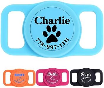 PAWBLEFY Personalized Airtag Dog Collar Holder Compatible with Apple Airtags - Customized with Name and Phone Number GPS Tracker Holder on Small Medium and Large Dog, cat pet Collars