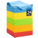 HOMERHYME Microfiber Cleaning Cloths, 24 Pack Cleaning Rags Towels Bulk Absorbent Lint-Free Washcloths, All-Purpose Car Cloth Wipes for Detailing, Office, Household Cleaning 11.5"*11.5"