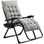 Outsunny Padded Zero Gravity Chair, Folding Recliner Chair, Patio Lounger with Cup Holder, Adjustable Backrest, Removable Cushion for Outdoor, Patio, Deck, and Poolside, Grey