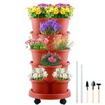 KvyusFlourish 5 Tier Garden Tower Strawberry Planter Stackable Planters Vertical Garden Planter Vertical Planter for Herb Flowers Succulents and Lettuce Indoor/Outdoor Planters