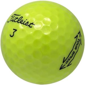 LostGolfBalls - 48 Titleist Yellow Tour Speed Golf Balls in Pristine Condition, 2023 Year Model, Like New Quality, No Logos, No Player Markings, Recycled Used Golf Balls, Yellow