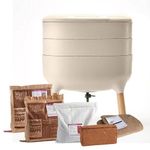 Wiggly Wigglers Worm Composter Wormery - 20 Liter Kit | Unit + Starter Pack | 500g of Composting Worms |2kg of Lime Mix | A Moisture Mat | 2kg of Worm Treat (Cream)