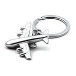 Excite Store Silver Airplane Plane Key Chain Ring Creative Pilot Aviation Gifts for Car Bike Men Women Keyring