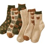 6 Pairs Downtown Girl Bear Socks Gyaru Vintage Aesthetic Fall Ankle Socks Preppy Knit Socks Cottagecore Accessories, 6 Pairs, One Size