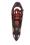 Crescent Moon Mens All Terrain Backcountry Running Snowshoes with Crampons and No Slip Hook & Loop Binding, Fits Shoe Size 9M to 15M, Candy Red