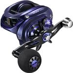 Piscifun Alijoz 400 Baitcaster Fishing Reel, 35Lbs Max Drag Aluminum Alloy Frame Baitcasting Reel, 8.1:1 Gear Ratio Freshwater and Saltwater Low Profile Casting Reel for Musky, Blue-Violet Left Handle