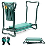 Crystals Garden Kneeler Seat with Handles and Tool Bag - Multi-Use 2 in 1 Foldable EVA Foam Padded Portable Lightweight Gardening Kneeler Stool for Garden