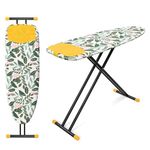 KINGRACK Full Size Ironing Board, Extra Wide Iron Board with Silicon Iron Rest, 4 Adjustable Height, Heavy Duty Ironing Board With Metal Panels, 135x46cm, Green