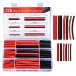 270 Pcs Heat Shrink Tubing Kit, Waterproof Shrink Wiring Wrap Tube Tubing Assortment KIt, Electrical Cable Sleeve Shrink Tubing, 3: 1 Dual Wall Adhesive Lined Red and Black