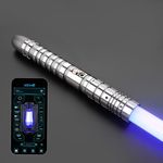 G4E Lightsaber with Bluetooth App, Smooth Swing and Premium 2-tone Aluminium Hilt. 16 Light Saber Sound Modes, Infinite RGB Colour Change and suitable for Heavy Dueling with other Sabers. (Grey)