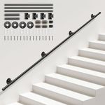 Handrails for Stairs, Sunowl 3M Stair Handrail for Indoor Outdoor, Safety Wall Mounted Hand Rails for Elderly Kids Disabled, Non-Slip Industrial Wrought Iron Banister Handrail