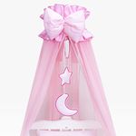 Mosquito Netting Canopy Drape Only Fits Crib, Moses Basket (Moon Pink)