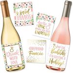 5 Engagement Party Gift Wine Labels Stickers, Cute Pink Gold Newly Engaged Decoration Supplies For Couples Men Women I'm Does This Ring Make Me Look Just Engaged Funny Wedding Ideas For Him Her Fiance