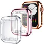 Dirrelo 3 Pack Case Compatible with Apple Watch Series SE 6/5/4 40mm Screen Protector, Full Cover Protective Case Soft TPU Bumper Cover Compatible with iWatch Series SE 6/5/4, Clear/Rose Gold/Pink