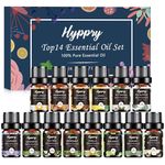 Hyppry Essential Oils for Diffuser for Home 14 x 5ml, 100% Pure Natural Therapeutic Grade Aromatherapy Oil Set - Jasmine, Cinnamon, Bergamot, Lemongrass, Rosemary, Frankincense, Vanilla, Patchouli