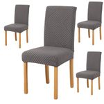 Styleys Jacquard Chair Cover Stretch Removable Washable Dining Chair Cover Protector Seat Slipcover (Pack of 4, Dark Grey, JDMC3)