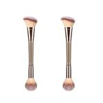 2 Pack Double Ended Makeup Brushes for Liquid and Powder Cosmetics Foundation Concealer and Blending Brush for Creams Foundation Makeup Brush Premium Quality Synthetic Dense Bristles