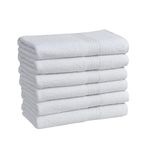 HOVENT 100% Pure Cotton White Bath Towel, 600 GSM for Hotel, Home, Office | for Men/Women, Boys/Girls | Large Size 75 cm x 150 cm | Super Absorbent, Luxury Quality (Set of 6)