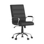 Flash Furniture Executive Office Chair, Ergonomic Office Chair, Contoured and Height Adjustable Leather Seat, Chrome Arms and Tilt Lock Lever, Black, 60.96 x 58.42 x 103.51 cm