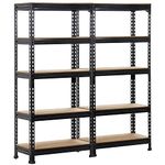 Yaheetech 2 x Heavy Duty Black 5 Tier Garage Shed Storage Shelves Shelving Units Metal Boltless Industrial Racking, 150cm x 70cm x 30cm