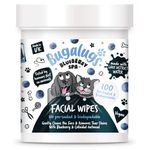 Bugalugs Dog Face Wipes for Dogs, Blueberry Spa Facial tear stain remover for dogs eyes Brightens & Refreshes pets faces (100 Facial Wipes)