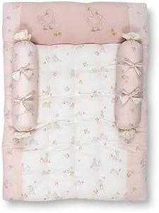 Mothercare Girls Floral Summer Baby Mattress & Bolster Set | 7cm Thick Cotton Blend | Soft, Breathable & Lightweight | Newborn to 24 Months | 88 x 60 cm – Pink