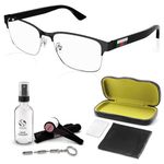 Gucci GG0750O Metal Rectangular Shape Eyeglasses + Bundle with eSHADES Luxury Eyewear Kit, Black/ Black, 56mm