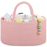 COMSE Baby Nappy Caddy Organizer, Nappy Basket, Baby Car Organizer, Diaper Change Organizer, Portable Tote Bag with Divider, Baby Shower Gifts Newborn Essentials Registry Must Have, Dusty Pink