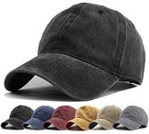 HH HOFNEN Men Women Washed Distressed Twill Baseball Cap Vintage Adjustable Dad Hat Black