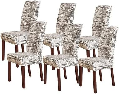 FORCHEER Dining Chair Cover for Dining Room Set 6 Pack Printed Seat Slipcovers for Office Computer Chairs Protector Wedding Banquets Party(6 Pack, Time)