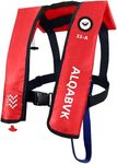 Aldabvk Adult Automatic Inflatable Life Jacket, A-33, Kayak Buoyancy Vest, Outdoor Water Sports, 330 pounds of Buoyancy, Adjustable seat Belt Size, 33 Grams of Carbon Dioxide Cylinder [RED]
