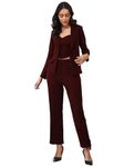 Women's Polyester Solid Three Piece Outfits Blazer Co-Ord Set Women Outdoor Wear Maxi Dress Crop top Party Dress Stylish Latest Dresses (in, Alpha, 2XL, Regular, Big Girls, Maroon)