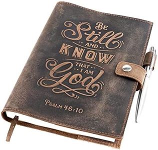MOONSTER® Diario Personal Recargable ��– Cuaderno de Cuero con Verso de la Biblia en Relieve – Cuaderno de Viajes Hecho a Mano Vintage con 320 Páginas Papel Fresado a Rayas A5 y Bolígrafo Elegante