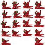 BANBERRY DESIGNS Mini Cardinals Clip On Ornaments - Set of 18 Small Red Christmas Cardinals - Miniature Tabletop Christmas Tree Decorations - Approx. 1.5 Inch