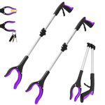 2-Pack 32" heavy duty FDA registered GrabRunner Reacher Grabber with Strong Magnetic Heavy Lifting 5LBS（New Purple)