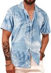 APTRO Men's Hawaiian Shirt Short Sleeve Summer Beach Tropical Button Down Shirt #071 Monster Blue 2XL