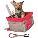 Kurgo Heather Car Booster Seat Dogs, Quick & Secure Installation, Includes Seat Belt Tether, Fleece Lining, Nutmeg/Red