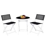 Giantex Folding Bistro Table Set 3PCS W/ 2 Chairs Garden Backyard Patio Outdoor Furniture (Black)