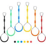 PELLOR Kids Monkey Bars, Kids Gymnastic Rings, Multifunctional Gym Rings, Backyard Playground Play Sets for Obstacle Ring, Trapeze Bar, Monkey Bars Climbing Frame, Climbing Ring Training