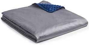 YnM Exclusive Cooling Rayon Derived from Bamboo & Cozy Velvet Dual-Sided Duvet for Weighted Blankets with 16 Strings (60''x80'') - Blue Grey