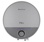 Havells Otto 25 Litre Storage Wall Mount Water Heater | Tempreature Knob, Glass Coated Tank | Warranty: 7 Year On Tank, Free Flexi Pipes, Free Installation, Free Shock Safe Plug | (Silver Grey)